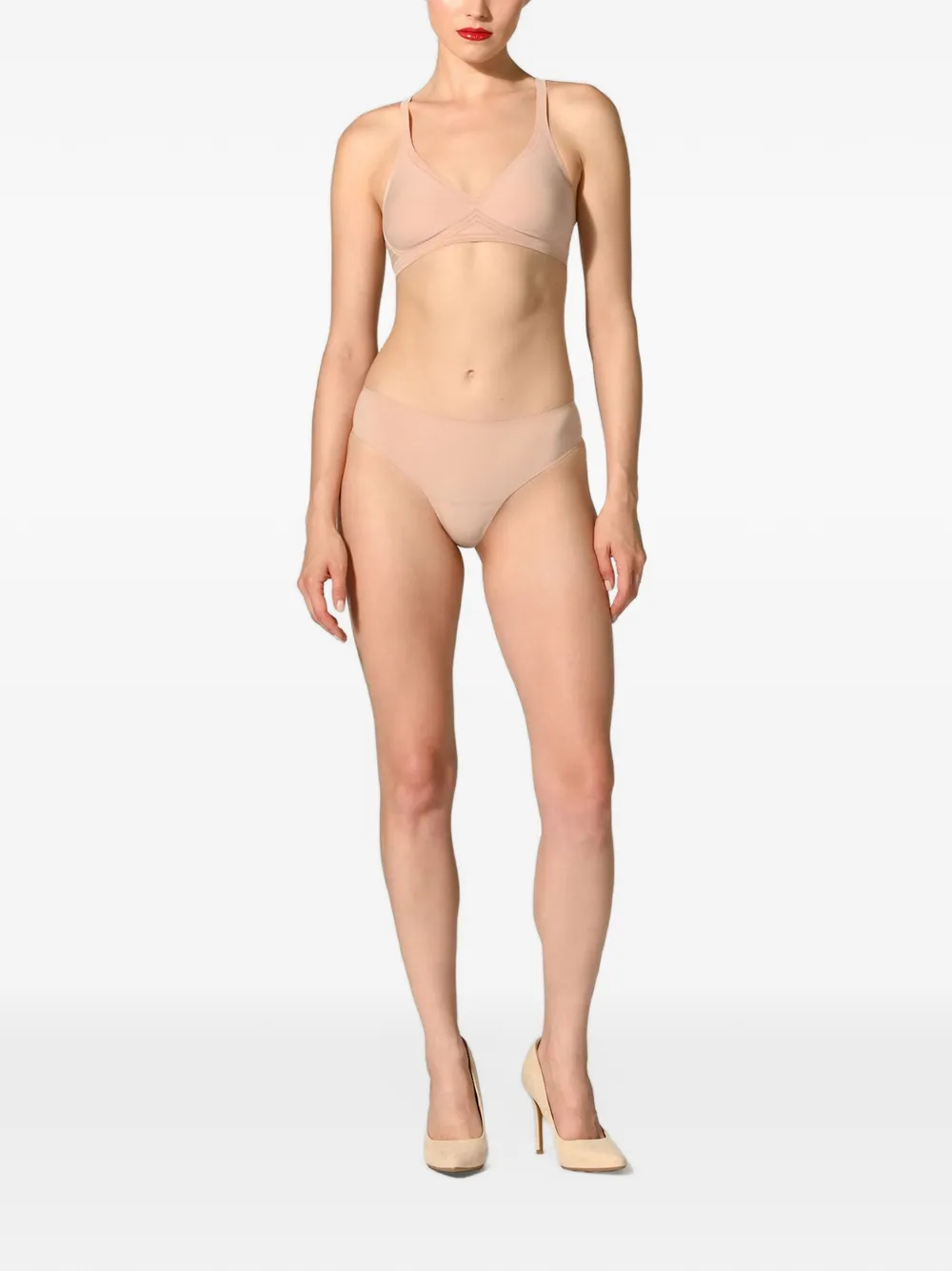 Wolford Contour slip met katoenen print Beige