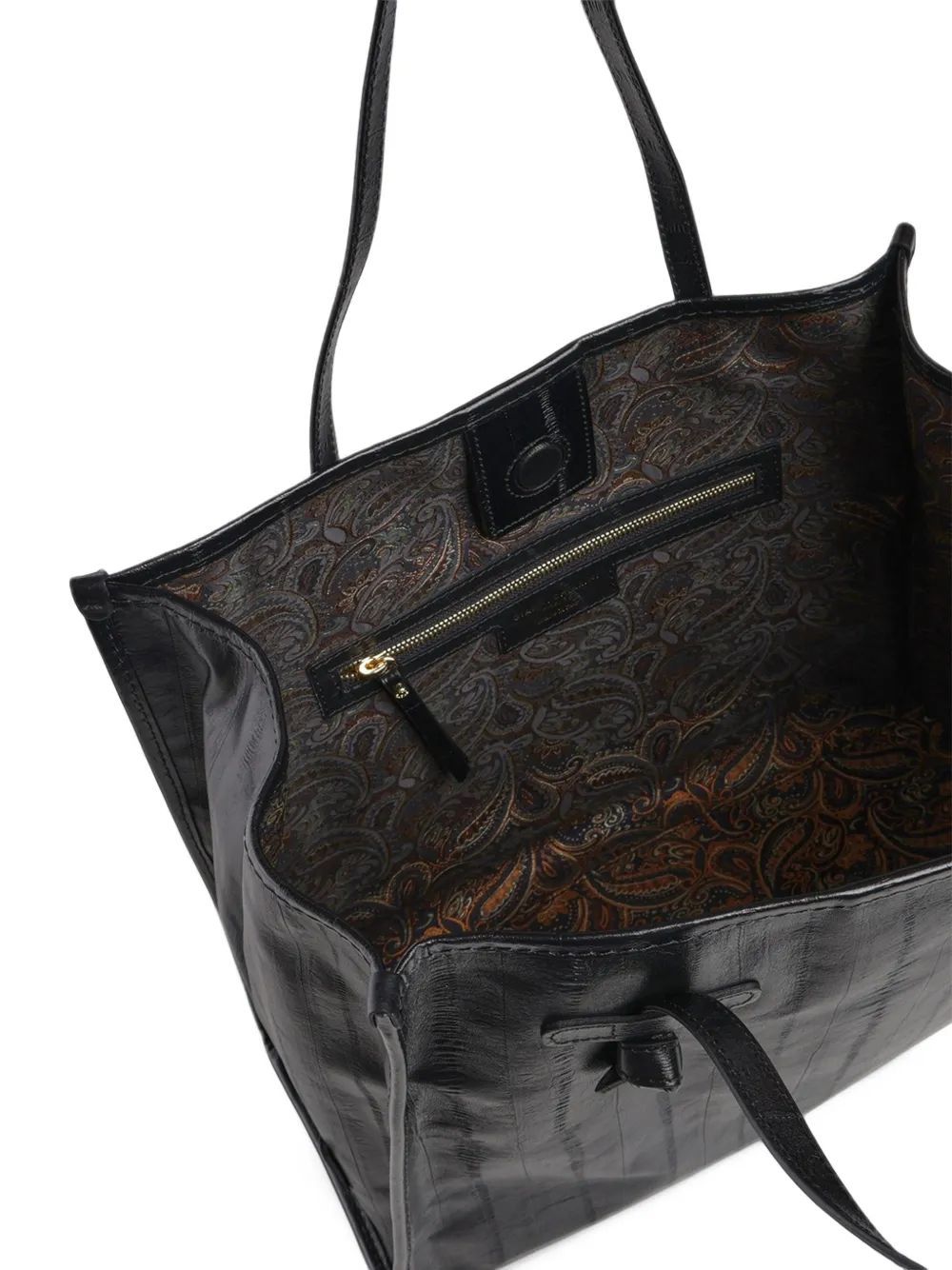 GIANNI CHIARINI large Marcella eel-effect tote bag Zwart