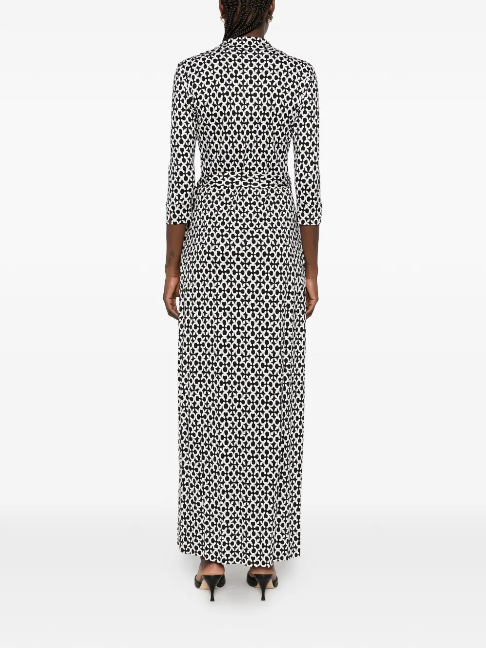 DVF Diane von Furstenberg quatrefoil-print wrap maxi dress Zwart