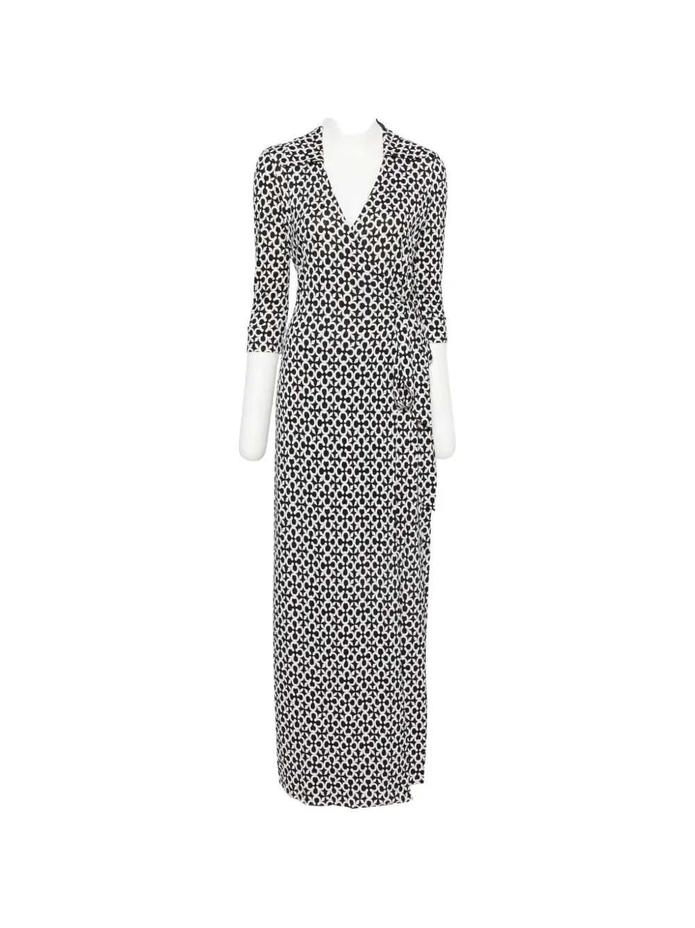 DVF Diane von Furstenberg quatrefoil-print wrap maxi dress Zwart