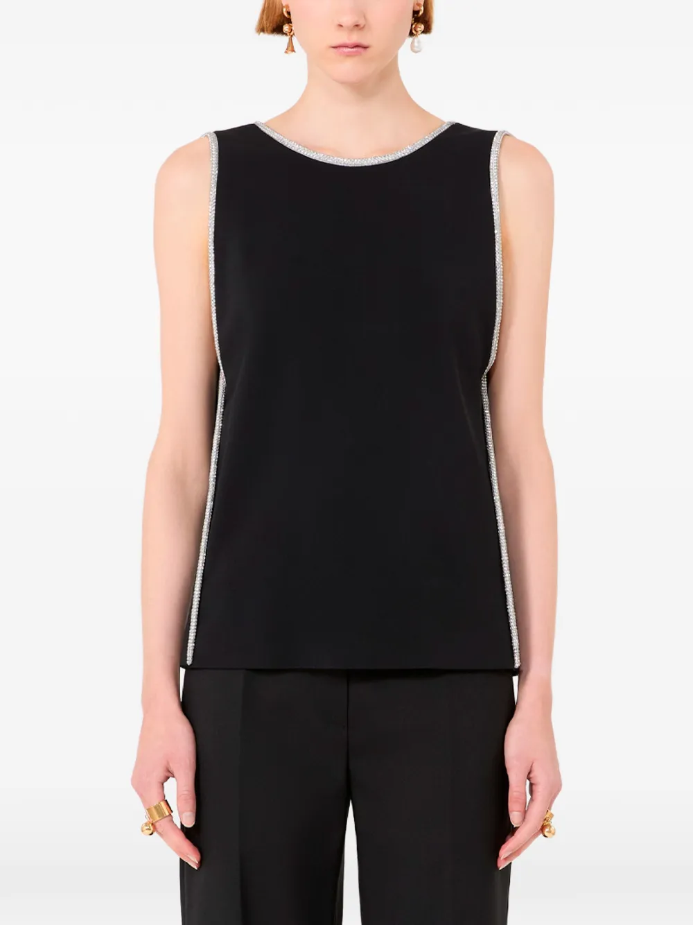 Sportmax SPXAfa crystal-embellished scoop-back top - Noir Sportmax SPXAfa crystal-embellished scoop-back top - Noir