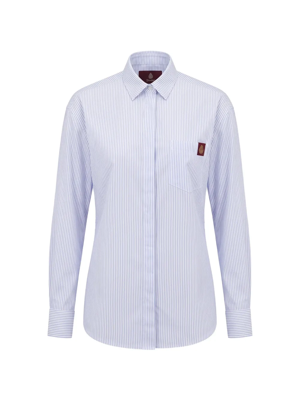 DONDUP vertical-stripe logo-patch shirt - Blau