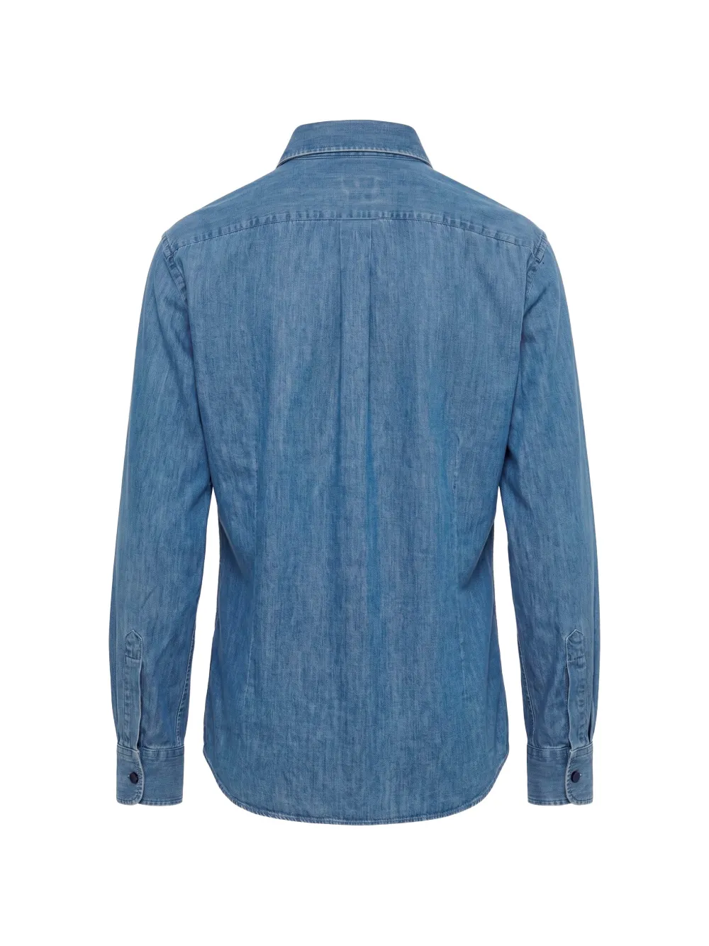 Brunello Cucinelli Slim-fit denim overhemd met verwassen effect Blauw