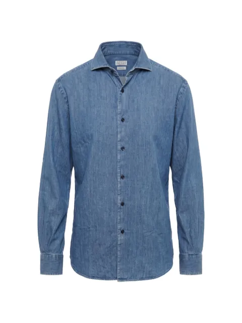 Brunello Cucinelli washed-denim slim-fit shirt