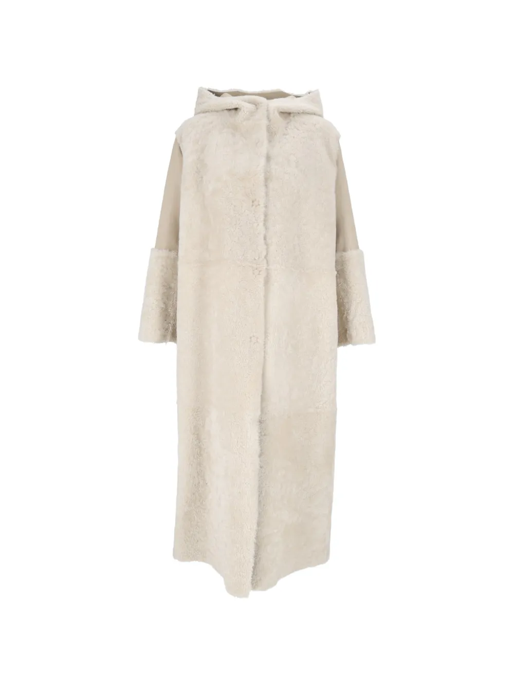 Antonelli hooded panelled leather coat - Nude