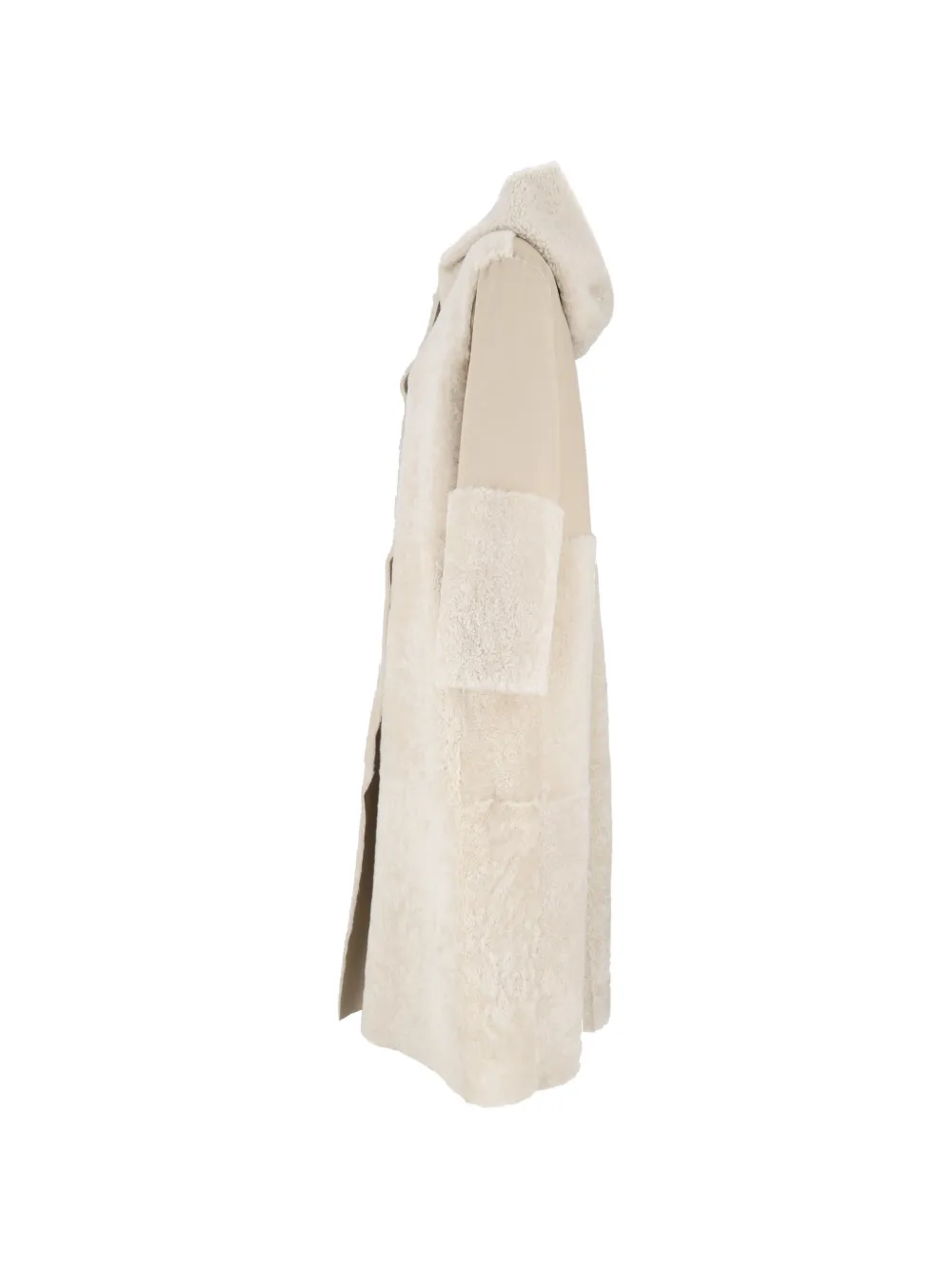 Antonelli Leren jas met capuchon en vlakken Beige