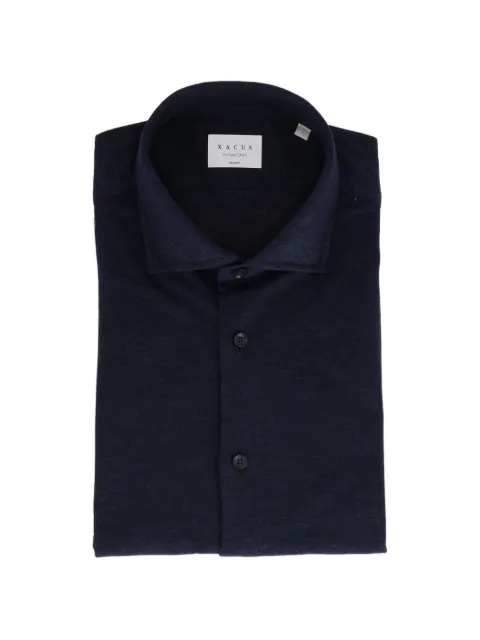 Xacus knitted spread-collar shirt