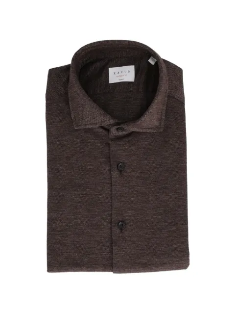 Xacus knitted spread-collar shirt
