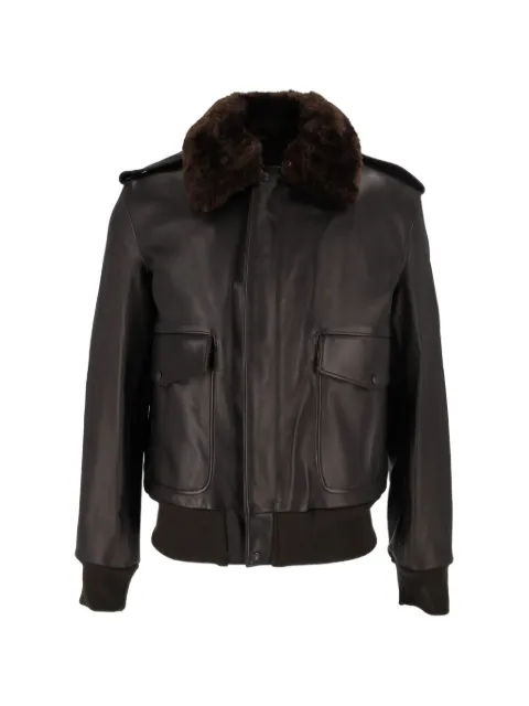 Schott shearling-collar leather jacket