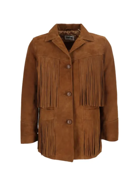 Schott fringe-trimmed suede jacket