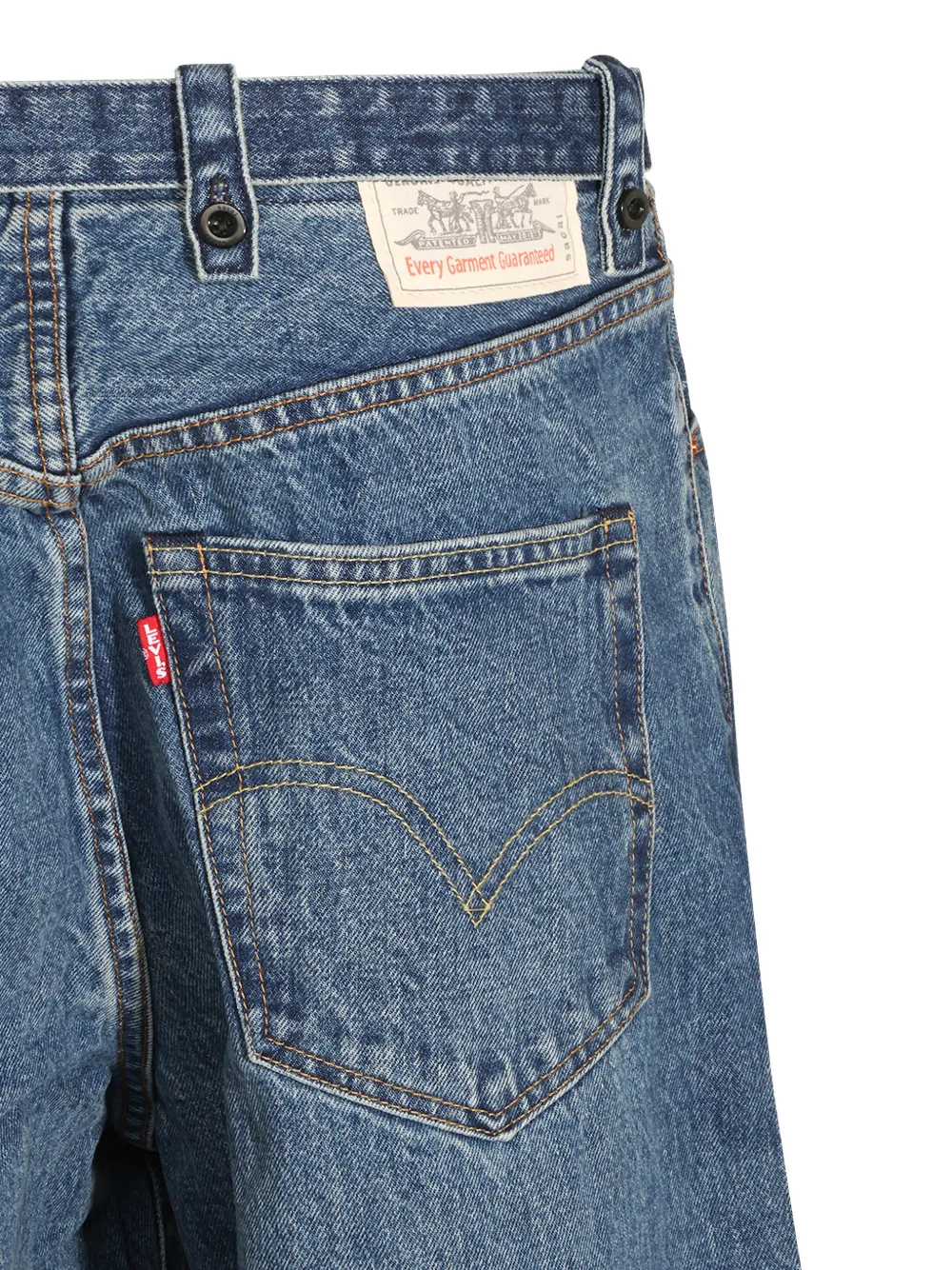 sacai belted faded-effect jeans Blauw