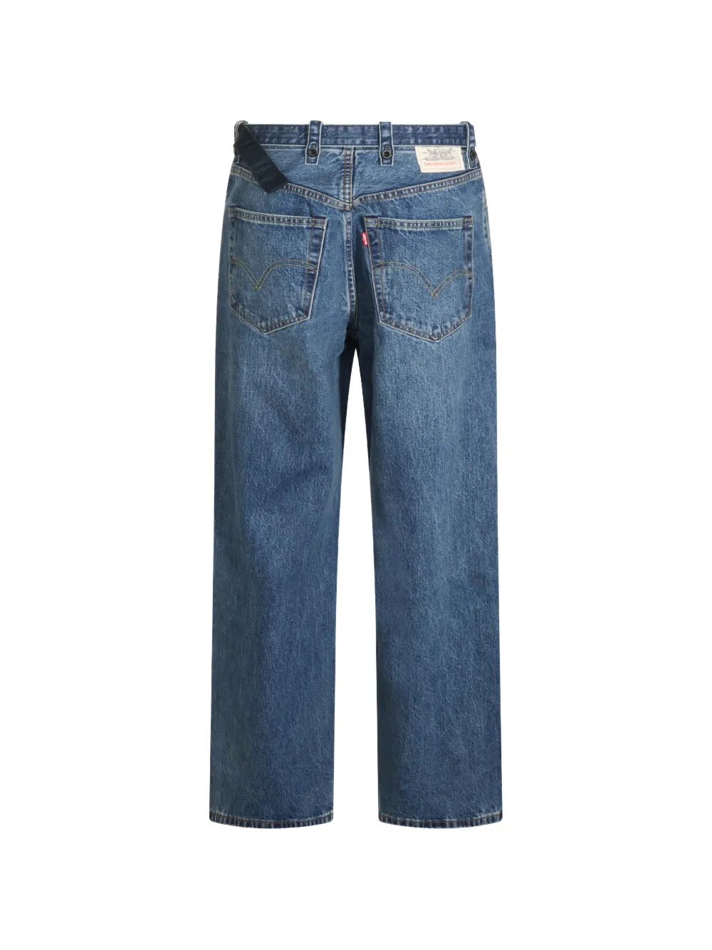 sacai belted faded-effect jeans Blauw