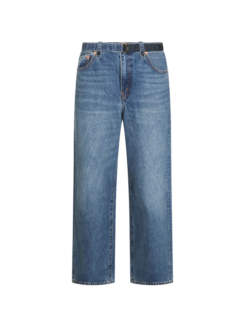sacai belted faded-effect jeans - Blau