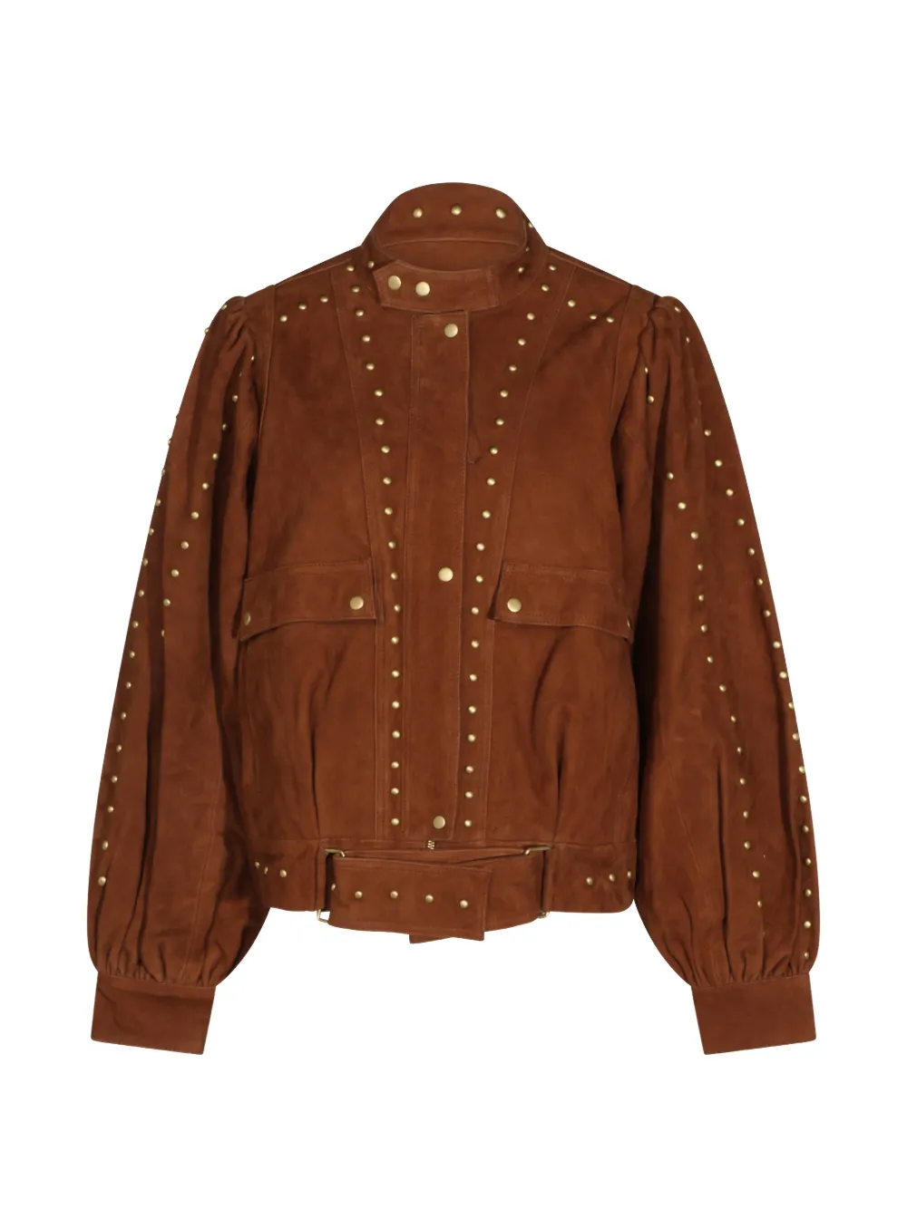 FARM Rio stud-embellished suede jacket - Braun