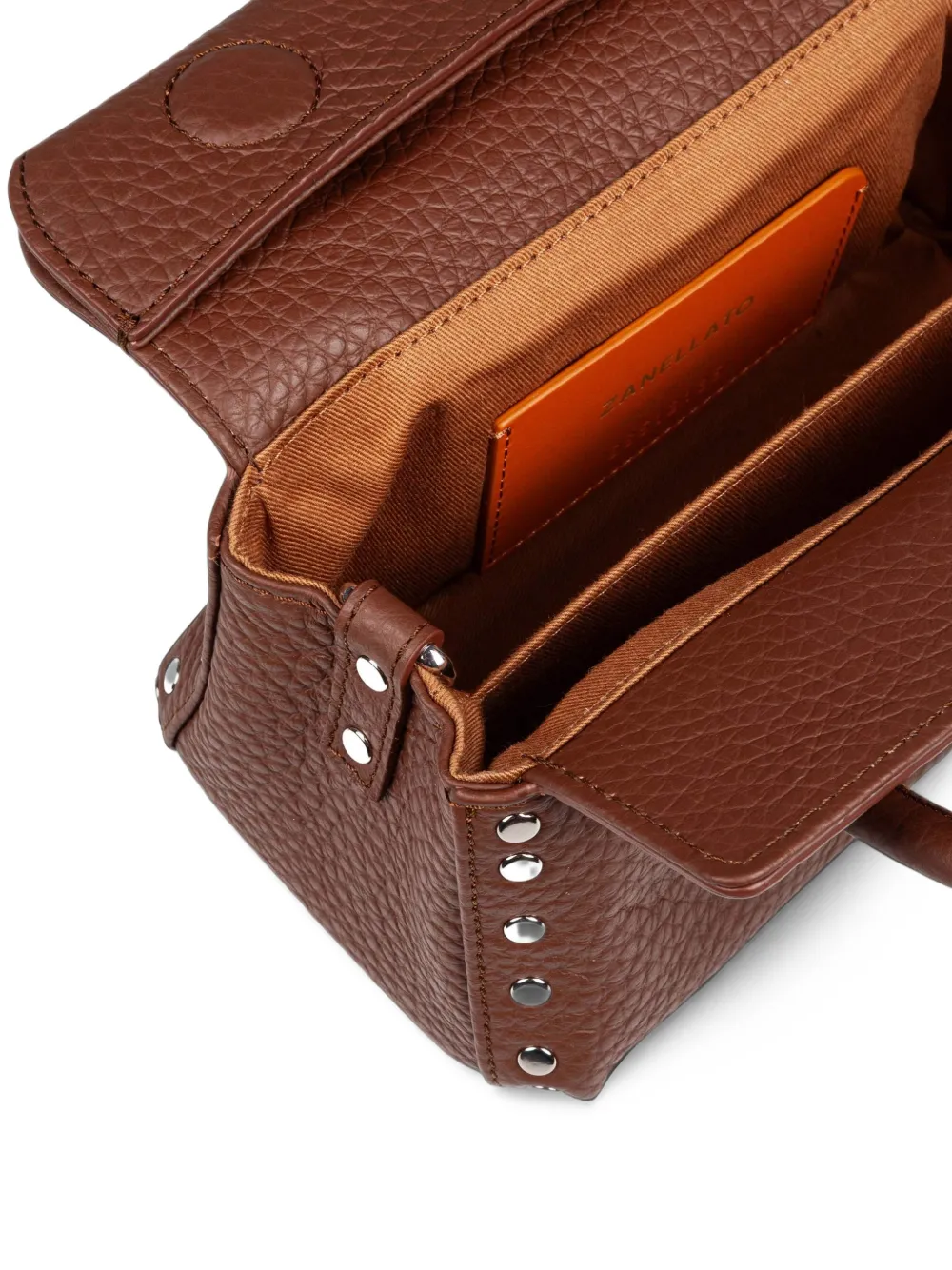 Zanellato Baby Dotta studded leather tote bag Bruin