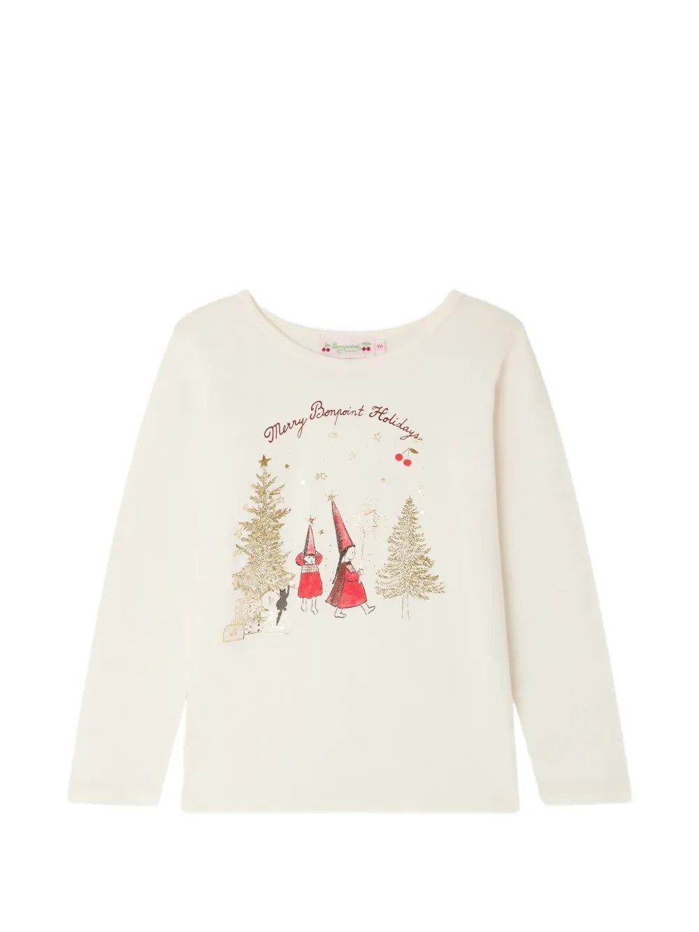 Bonpoint Langarmshirt mit grafischem Print - Nude