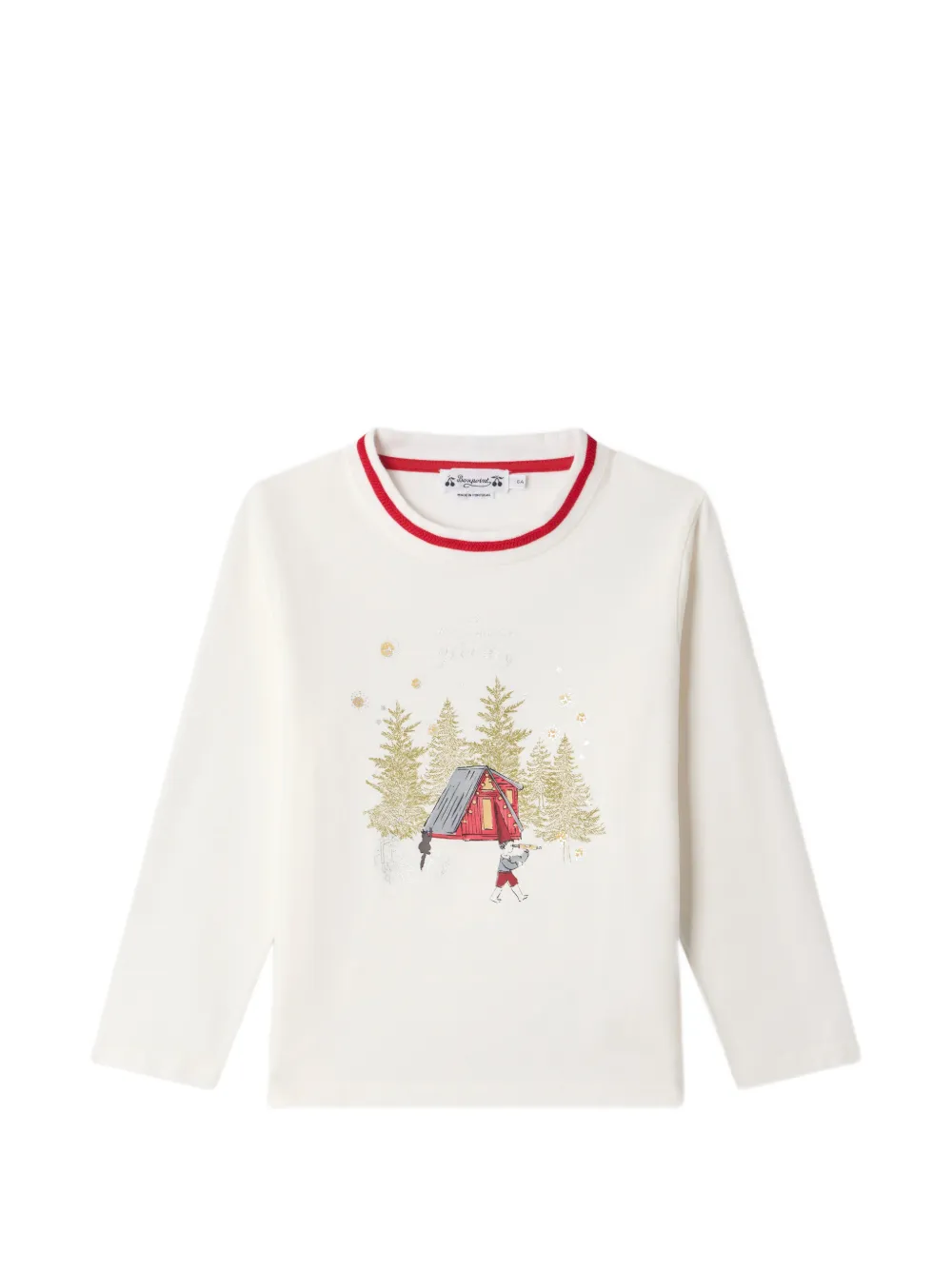 Bonpoint Langarmshirt mit grafischem Print - Nude