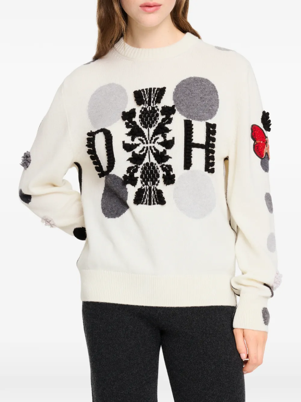 Barrie x Damien Hirst The Spots intarsia gebreide trui met stippen Beige