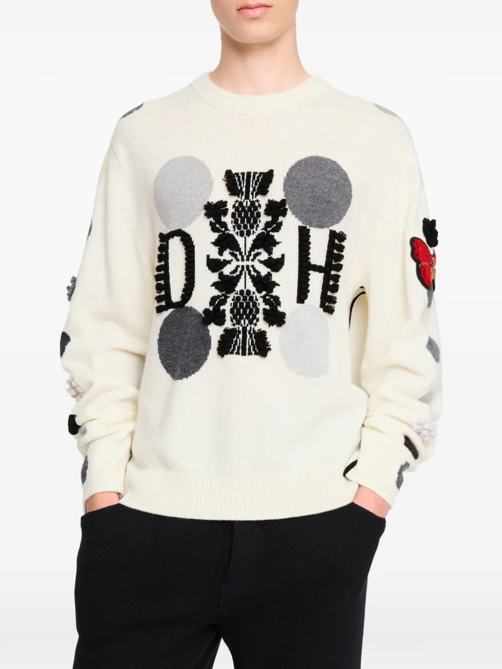 Barrie x Damien Hirst The Spots intarsia gebreide trui met stippen Beige