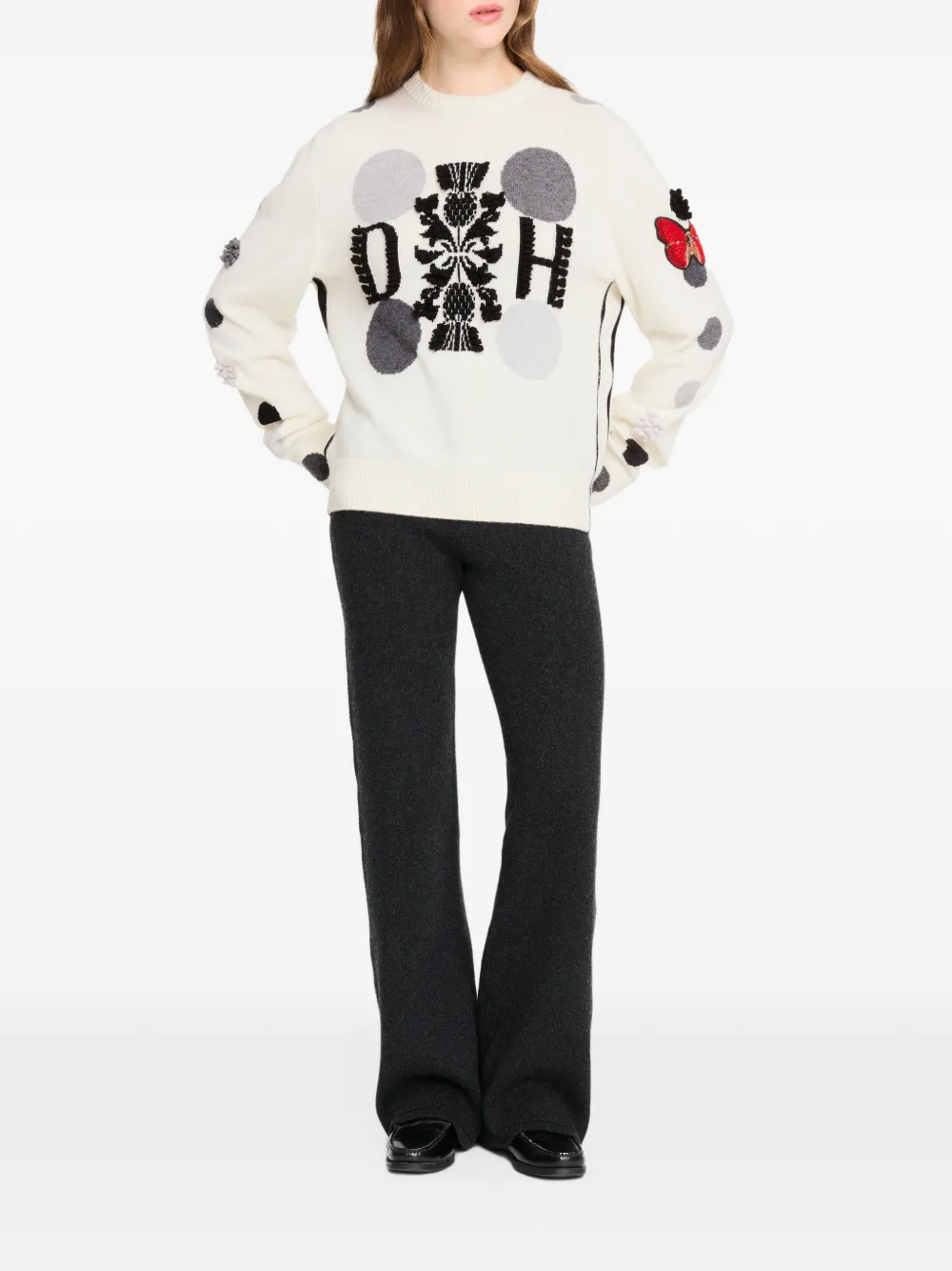 Barrie x Damien Hirst The Spots intarsia gebreide trui met stippen Beige