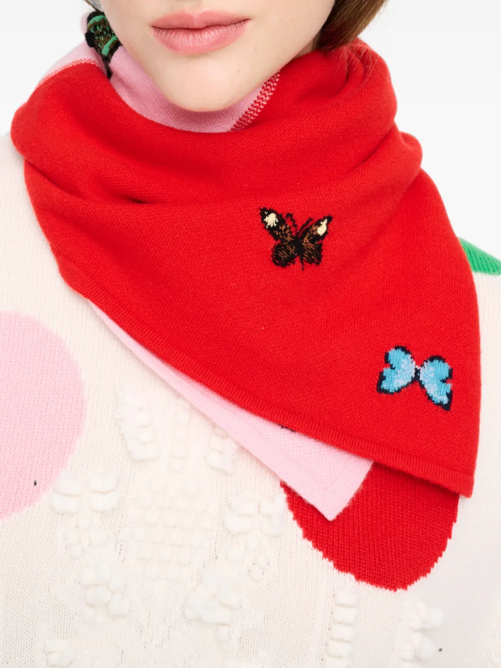 Barrie x Damien Hirst The Butterflies gebreide sjaal Rood