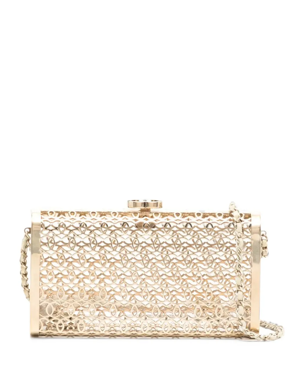 CHANEL Pre-Owned 2015 CC Moucharabieh Minaudière clutch bag - Or CHANEL Pre-Owned 2015 CC Moucharabieh Minaudière clutch bag - Or