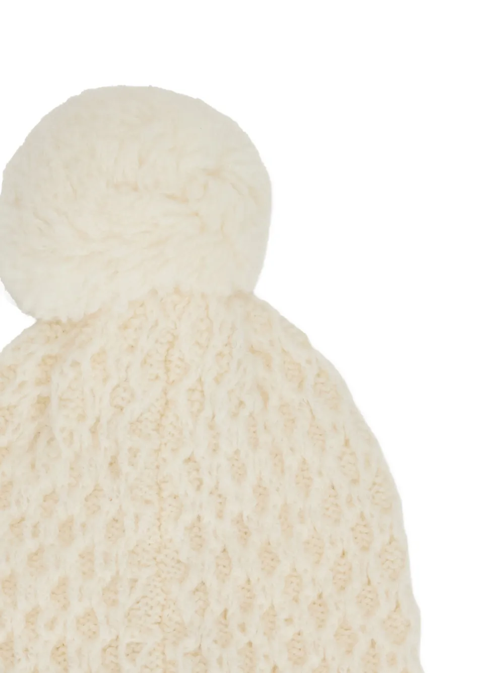 Moorer Haven-Wiv pom-pom knit beanie hat Wit