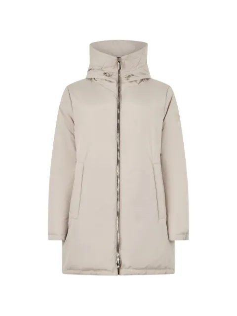 Moorer Ivory-Str padded hooded coat
