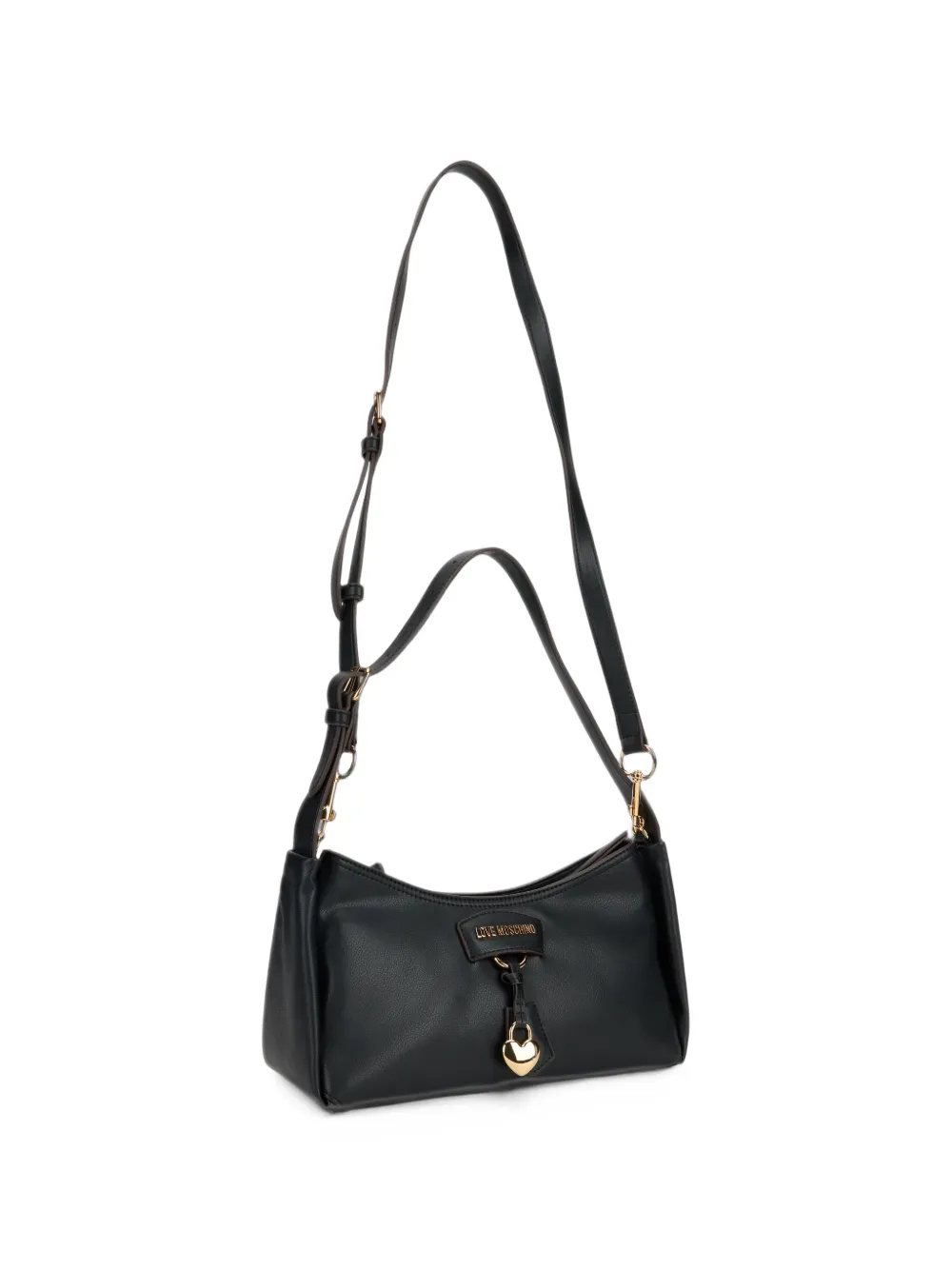 Love Moschino Schoudertas met hartmotief en logo-plakkaat Zwart