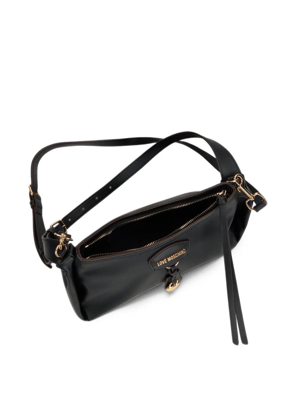 Love Moschino Schoudertas met hartmotief en logo-plakkaat Zwart