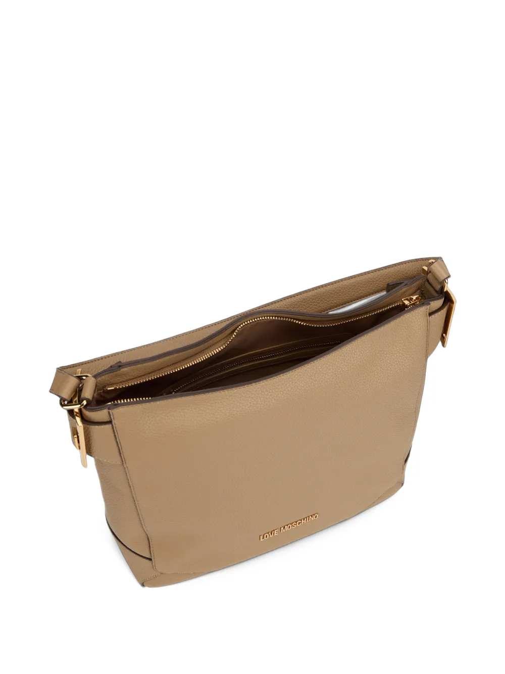 Love Moschino Schoudertas met logoplakkaat en bewerkt effect Beige