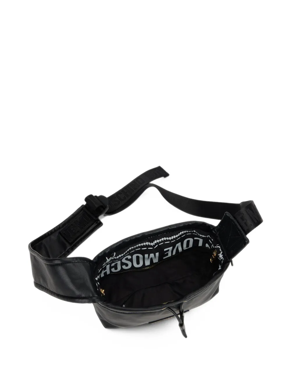 Love Moschino Schoudertas met logo-plakkaat en trekkoord Zwart