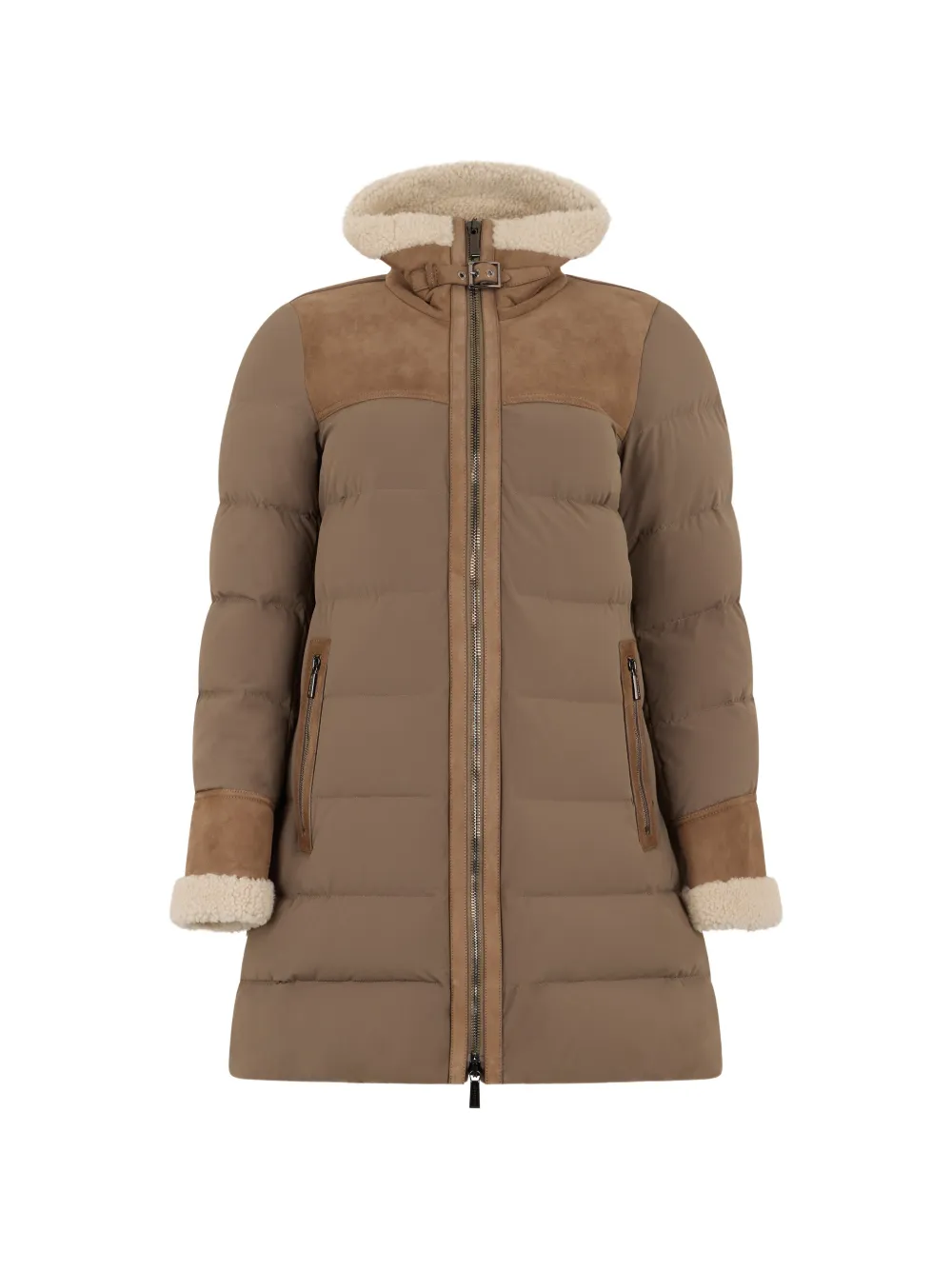 Moorer Hulya-Mkn shearling-trim padded jacket - Brown