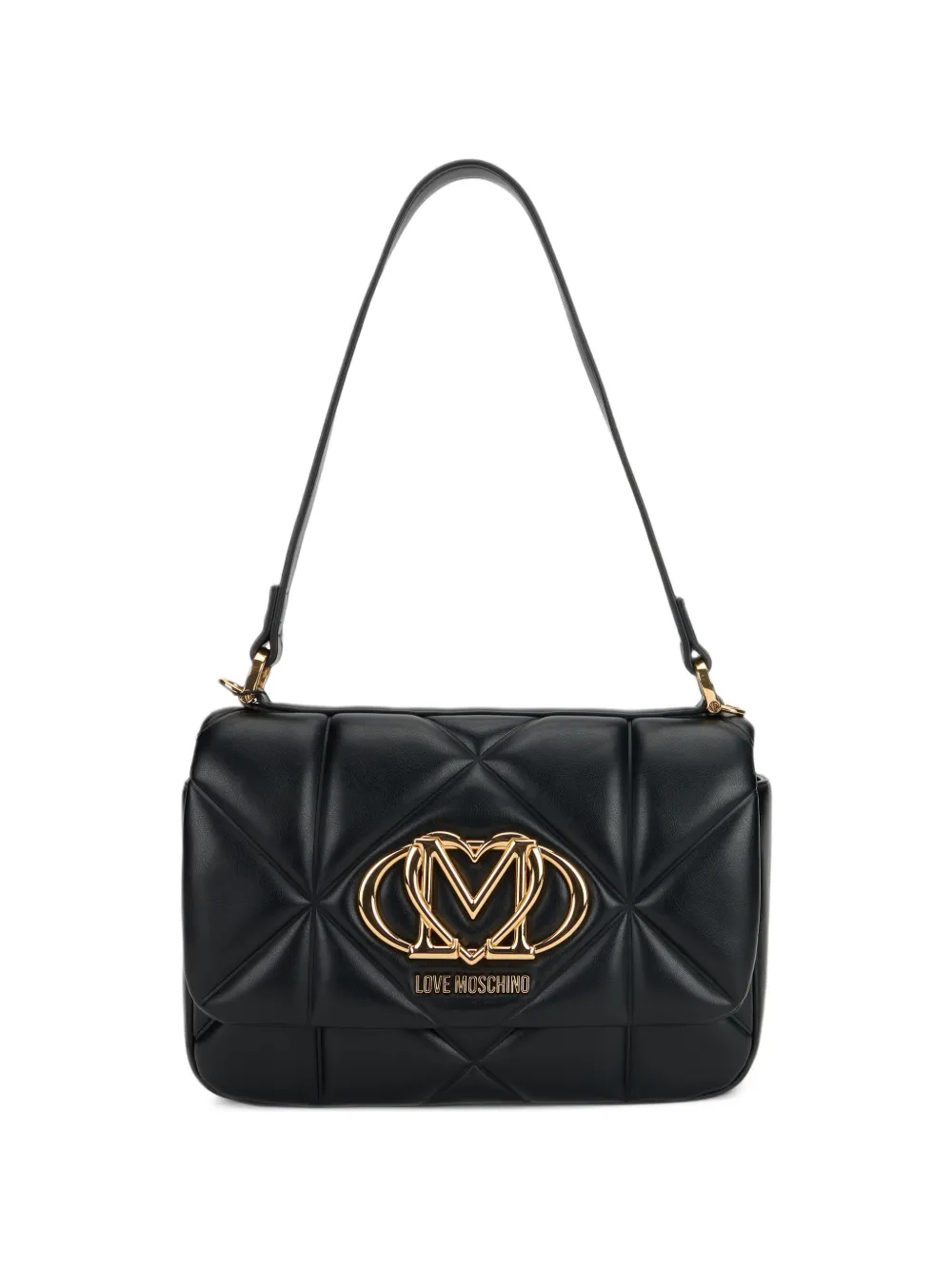 Love Moschino quilted logo-plaque shoulder bag - Black
