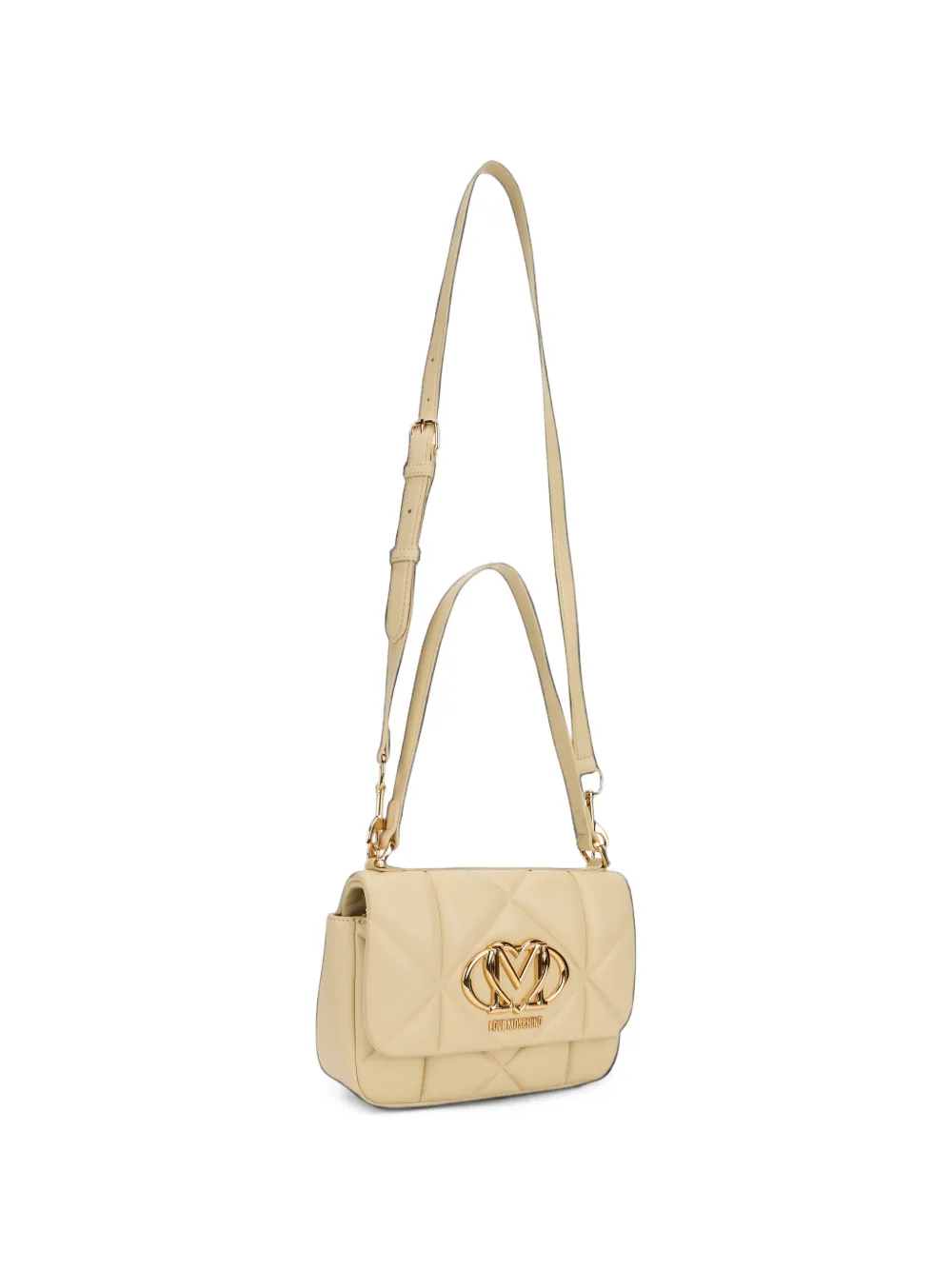Love Moschino Schoudertas met logoplakkaat Beige