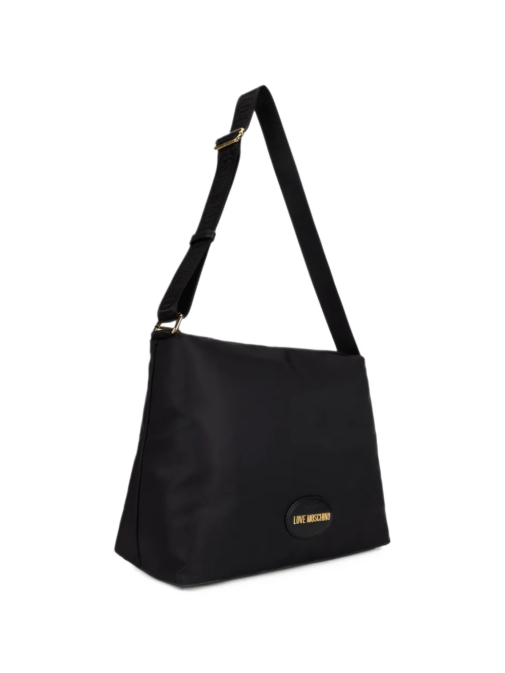 Love Moschino Schoudertas met verstelbaar bandje en logo-plakkaat Zwart