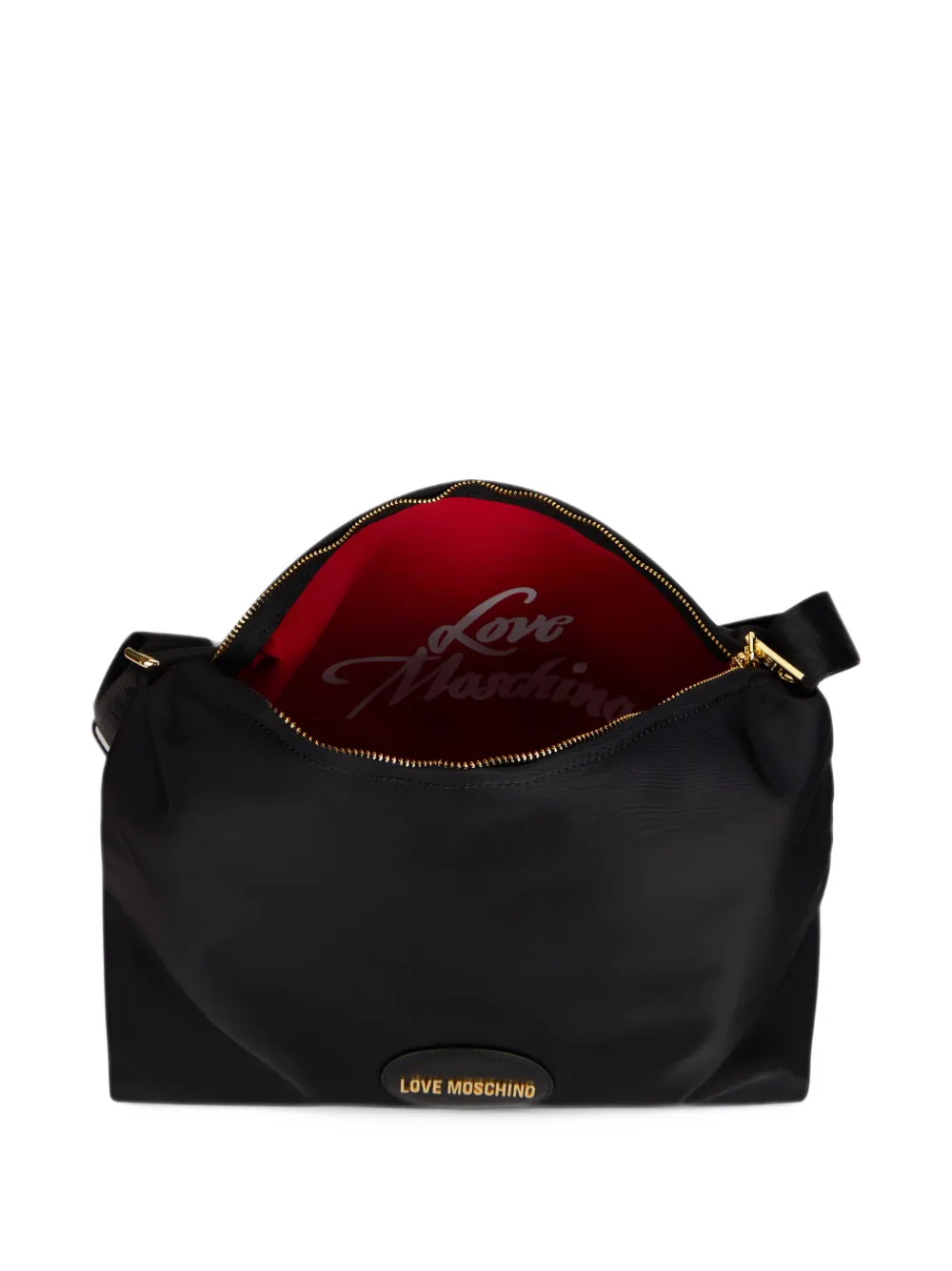 Love Moschino Schoudertas met verstelbaar bandje en logo-plakkaat Zwart