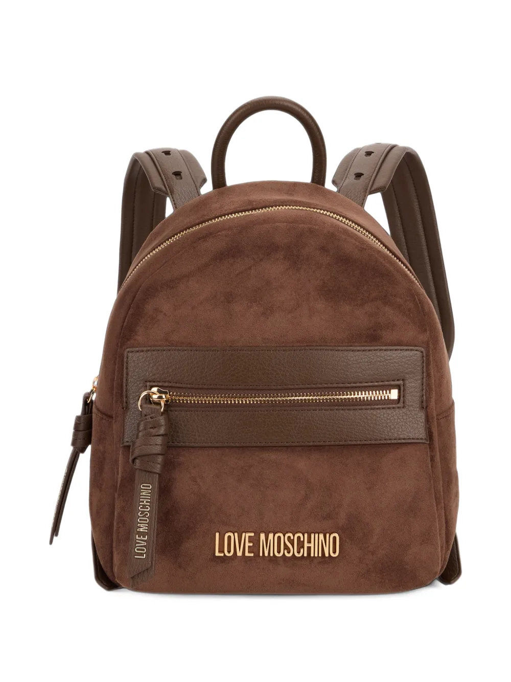 Love Moschino logo-plaque zip-pocket backpack - Braun
