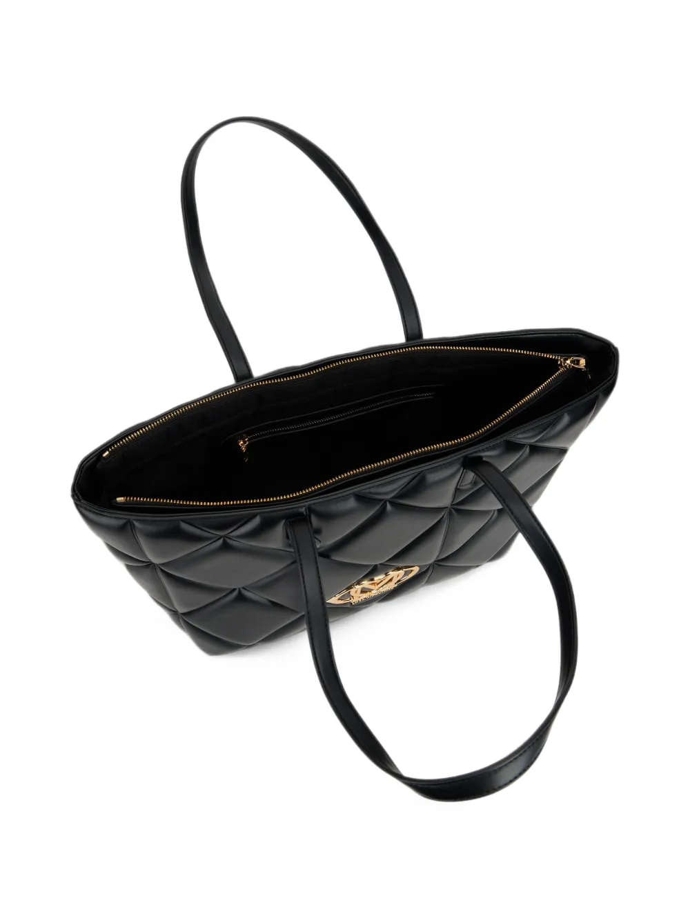 Love Moschino Shopper met logoplakkaat Zwart