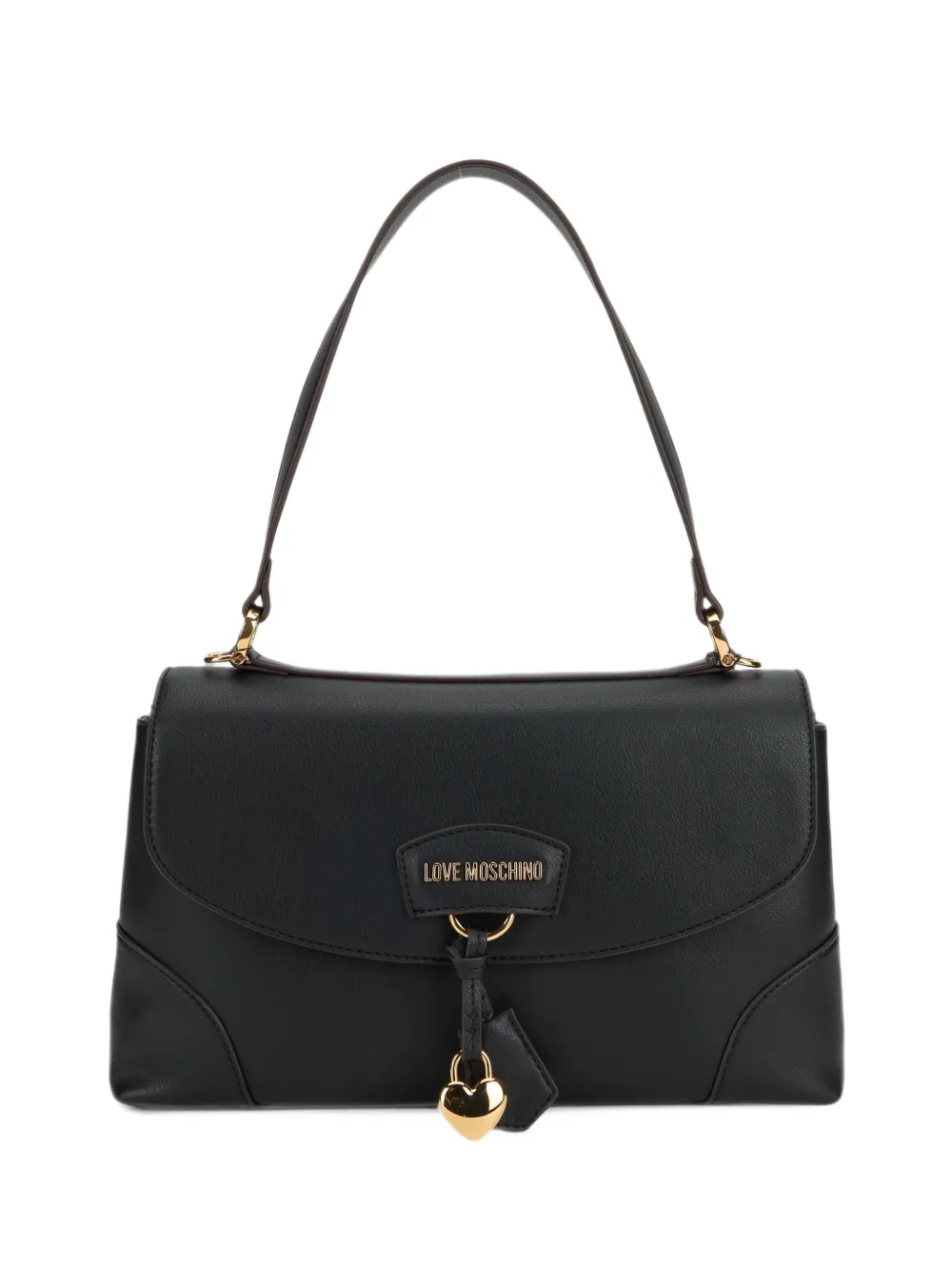 Love Moschino heart-charm logo-plaque shoulder bag - Black