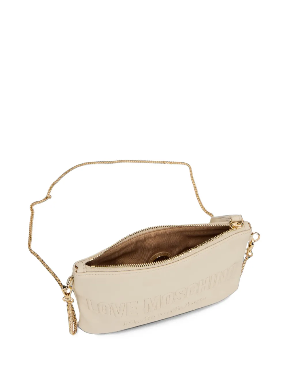 Love Moschino Schoudertas met logo-reliëf Beige