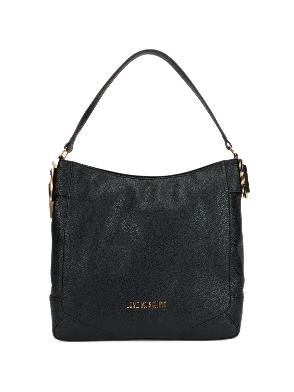 Love Moschino logo-plaque pebbled shoulder bag - Schwarz