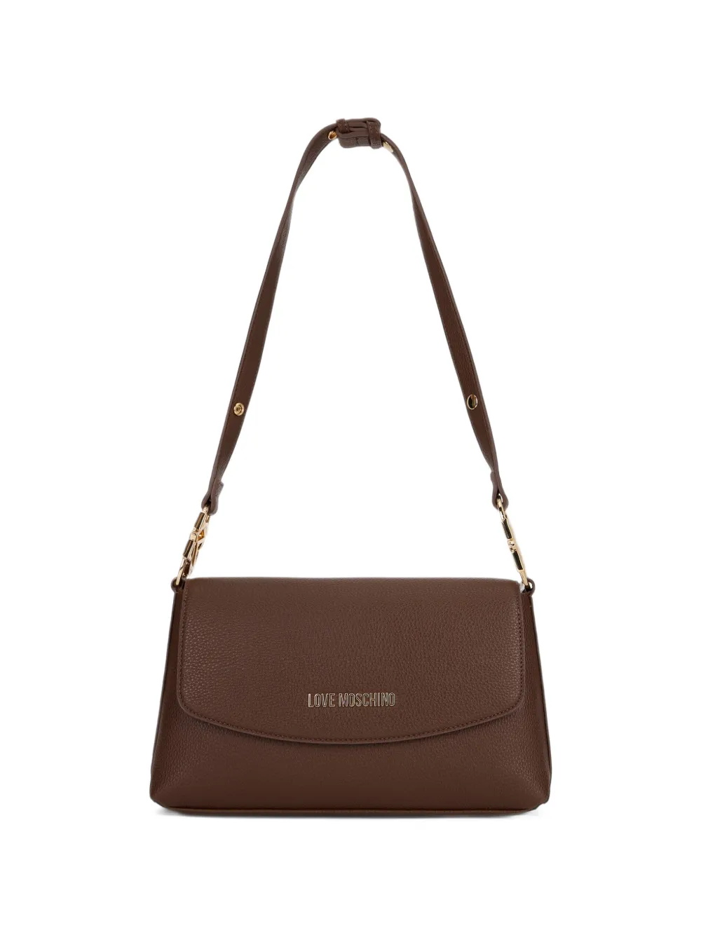 Love Moschino logo-plaque pebbled shoulder bag - Braun