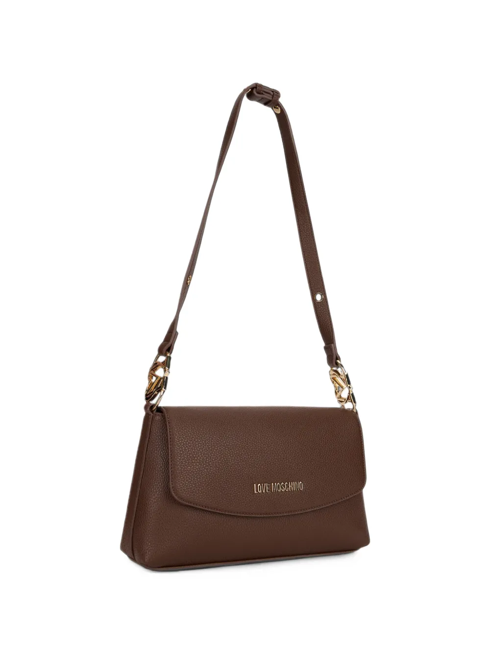 Love Moschino Bewerkte schoudertas met logoplakkaat Bruin