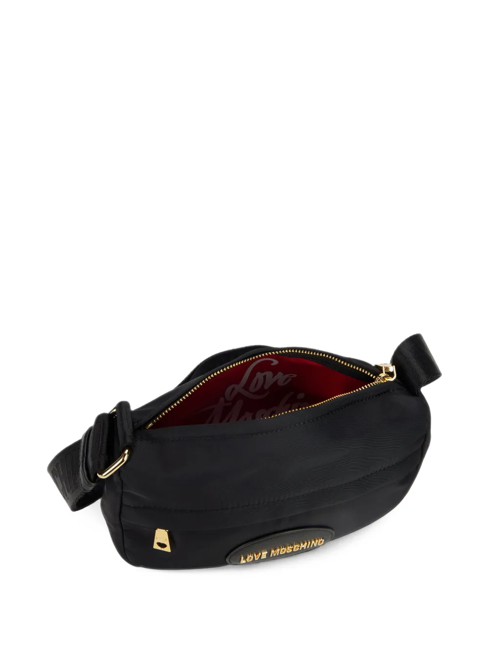 Love Moschino Schoudertas met logoplakkaat Zwart