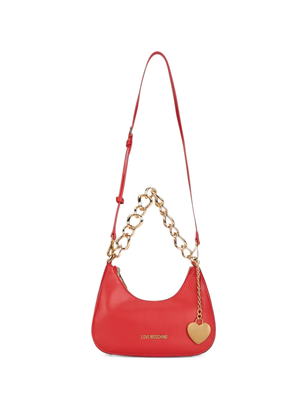 Love Moschino chain-link heart-charm shoulder bag - Rot