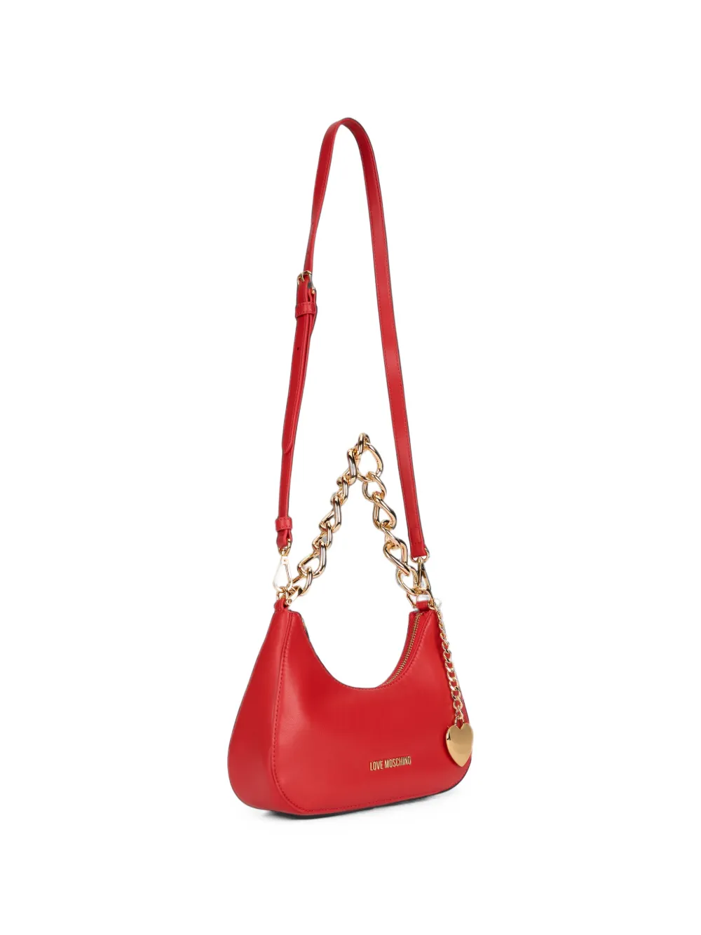 Love Moschino Schoudertas met ketting en hartbedel Rood