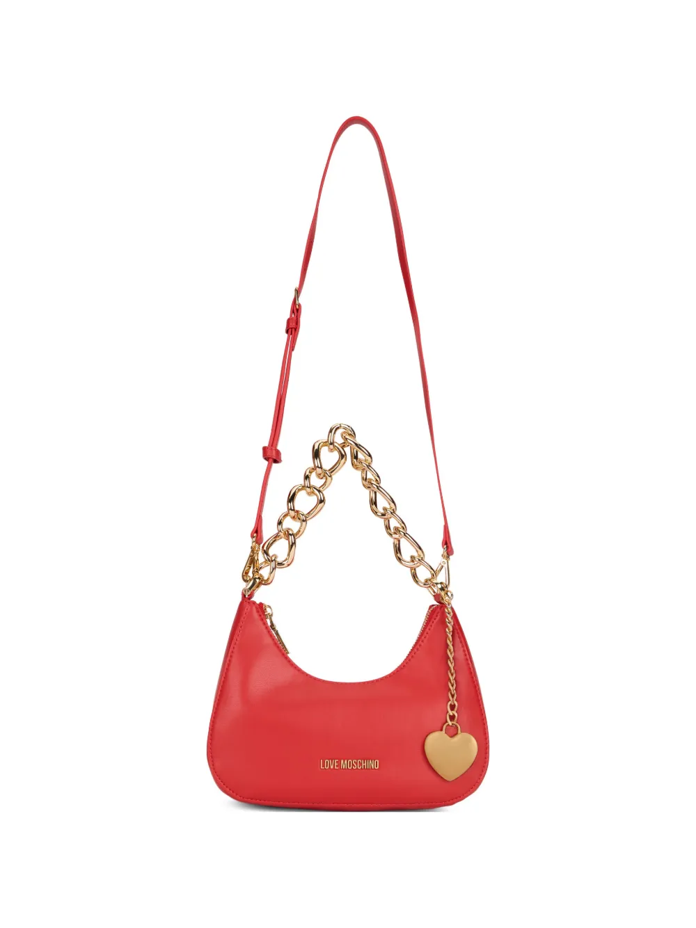 Love Moschino Schoudertas met ketting en hartbedel Rood