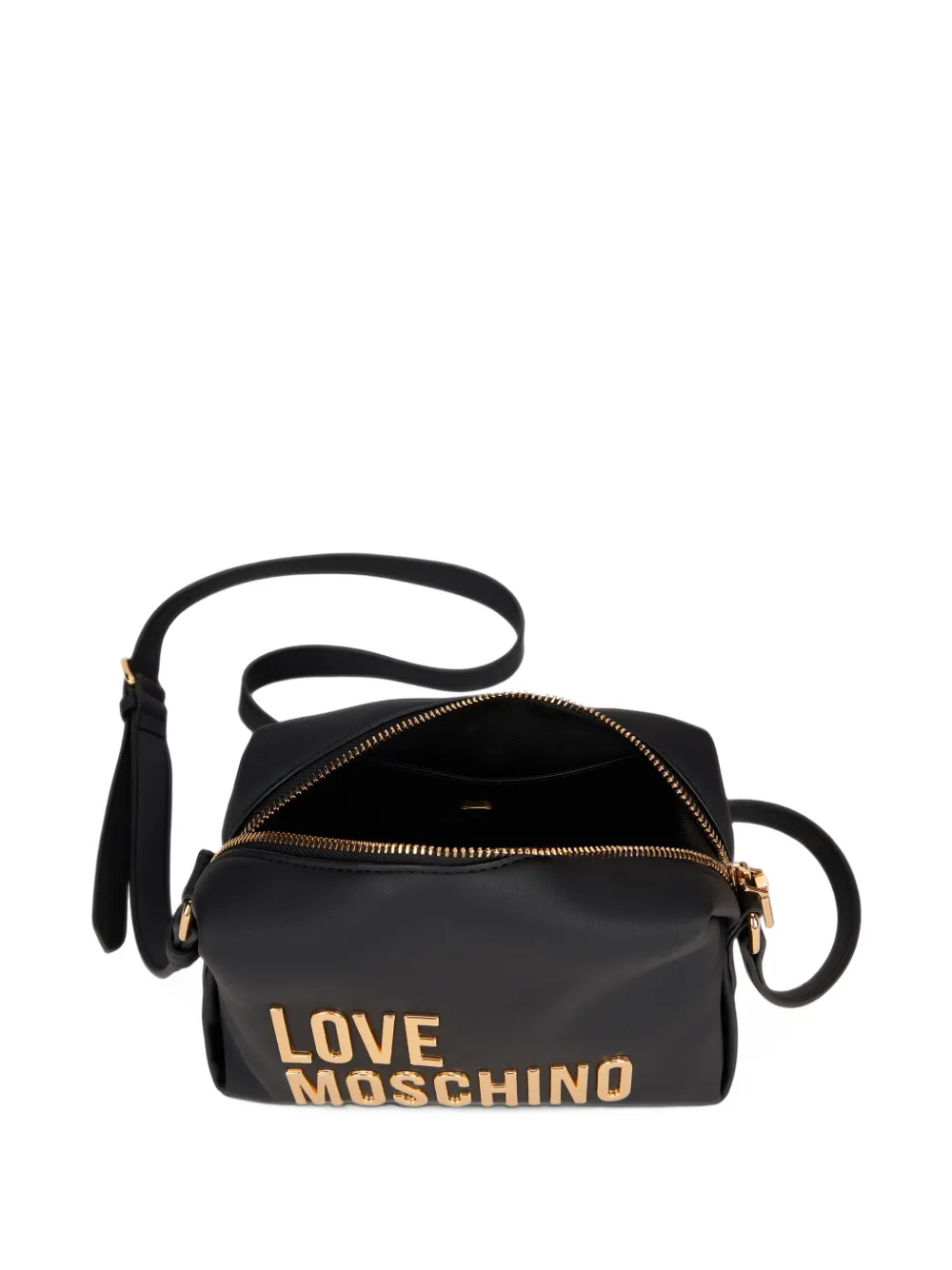 Love Moschino Schoudertas met logotekst en rits Zwart