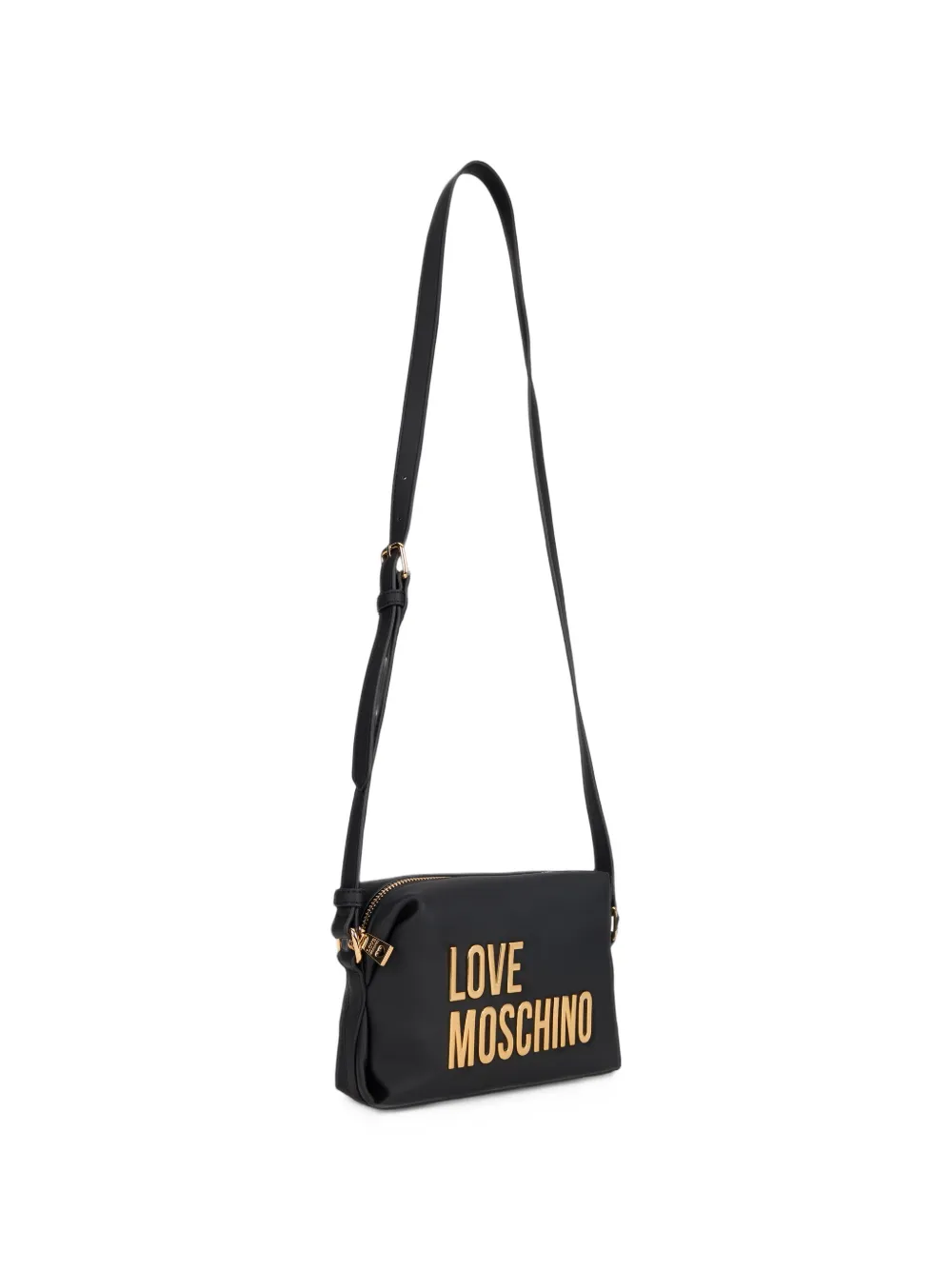 Love Moschino Schoudertas met logotekst en rits Zwart